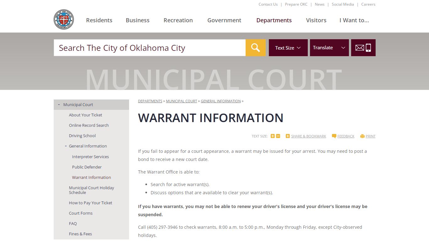 Warrant Information | City of OKC
