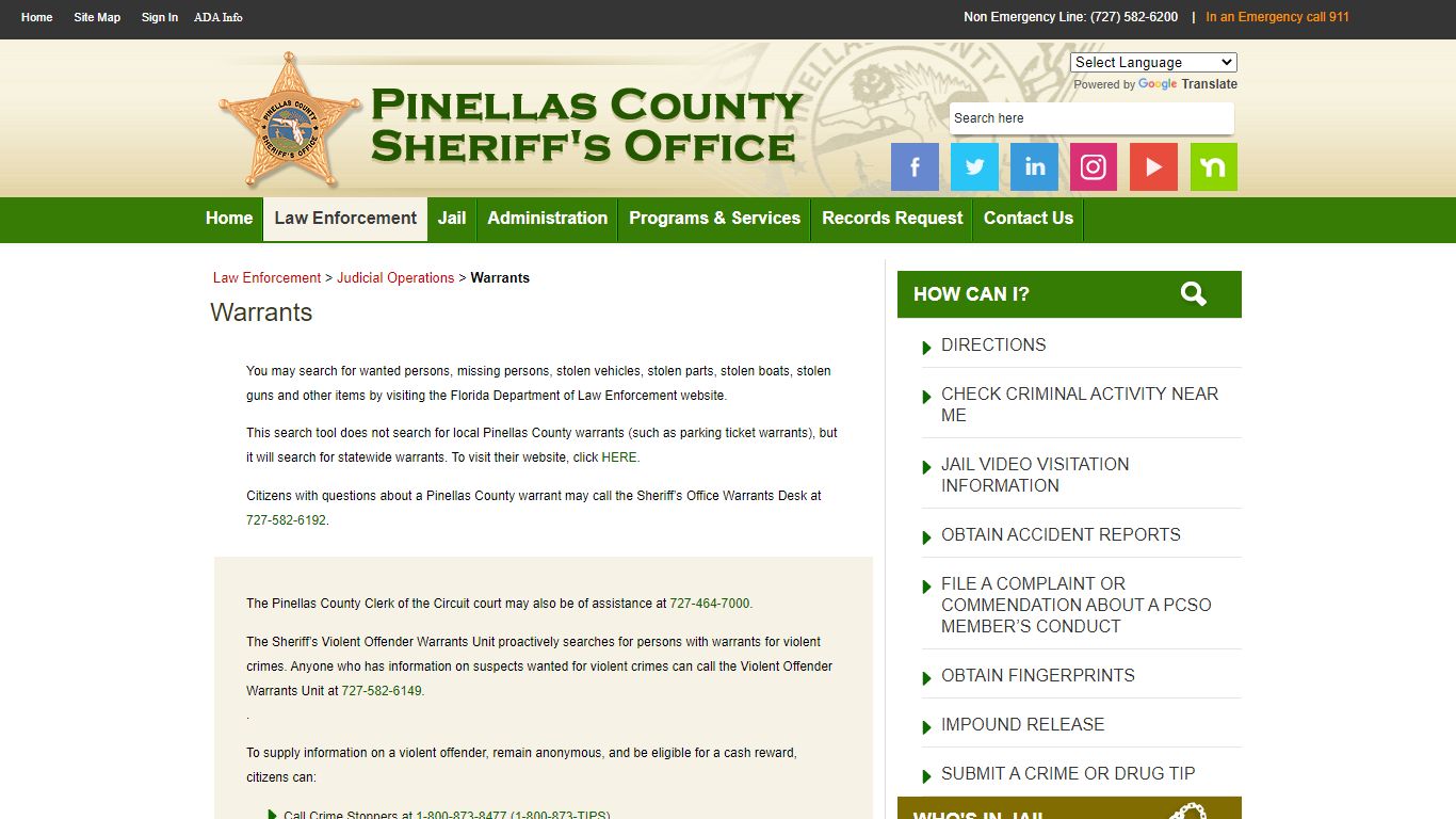 Warrants - Pinellas County Sheriff's Office